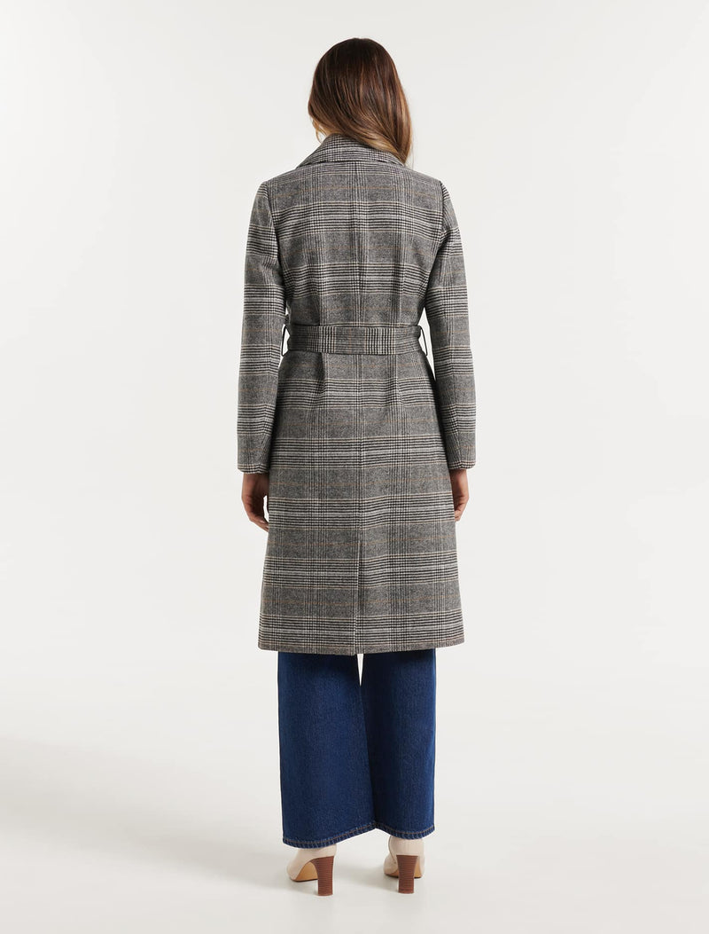 Lexi Belted Check Coat - Forever New