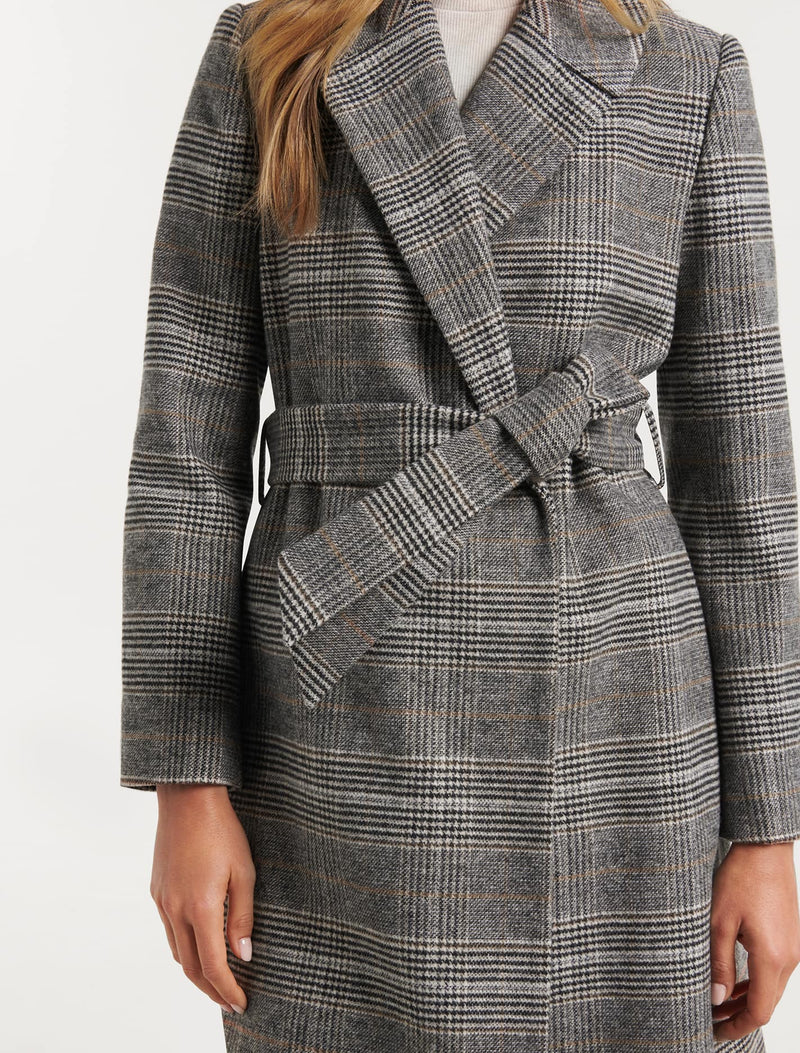 Lexi Belted Check Coat - Forever New