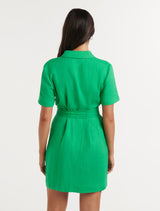 Flossy Mini Linen Shirt Dress Forever New