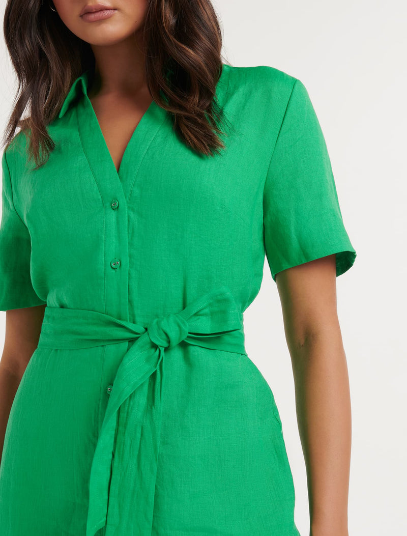Flossy Mini Linen Shirt Dress Forever New