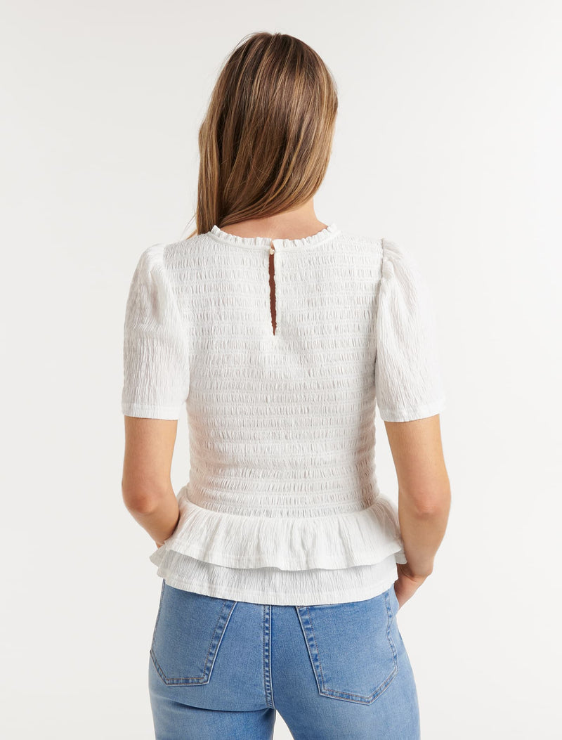 Jamie Shirred Bodice Texture Top - Forever New