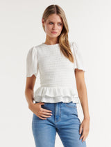 Jamie Shirred Bodice Texture Top - Forever New