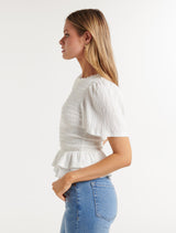 Jamie Shirred Bodice Texture Top - Forever New