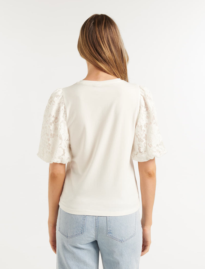 Vikki Lace Puff Sleeve Top Forever New