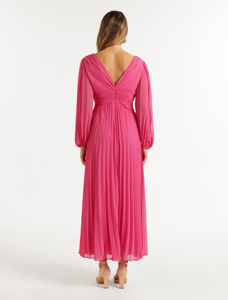 Rosalia Pleated V Neck Dress Forever New