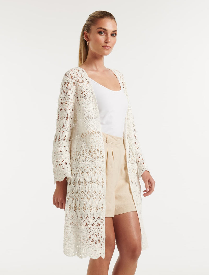Simona Longline Crochet Kimono Forever New