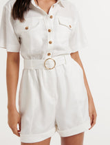 Flynn Denim Utility Playsuit Forever New