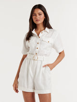 Flynn Denim Utility Playsuit Forever New