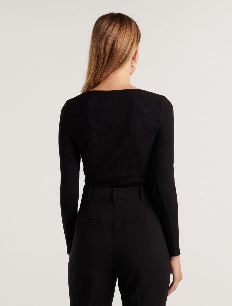 Amalfi Square Neck Long Sleeve Top Forever New