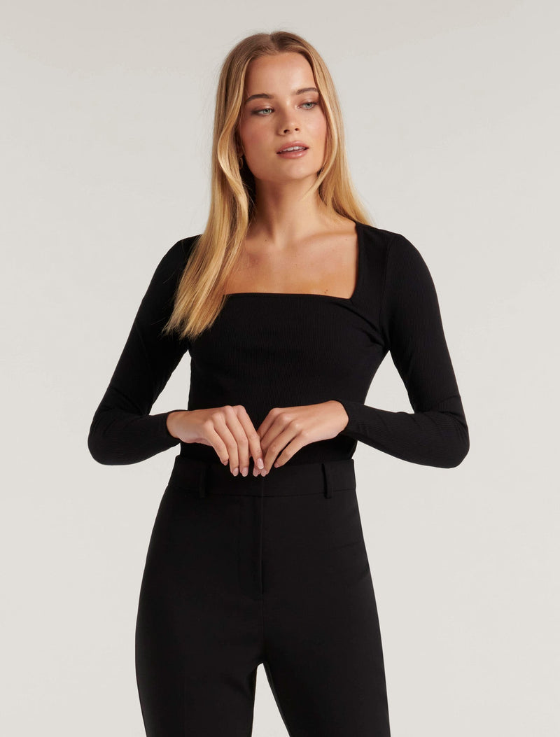Amalfi Square Neck Long Sleeve Top Forever New