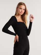 Amalfi Square Neck Long Sleeve Top Forever New