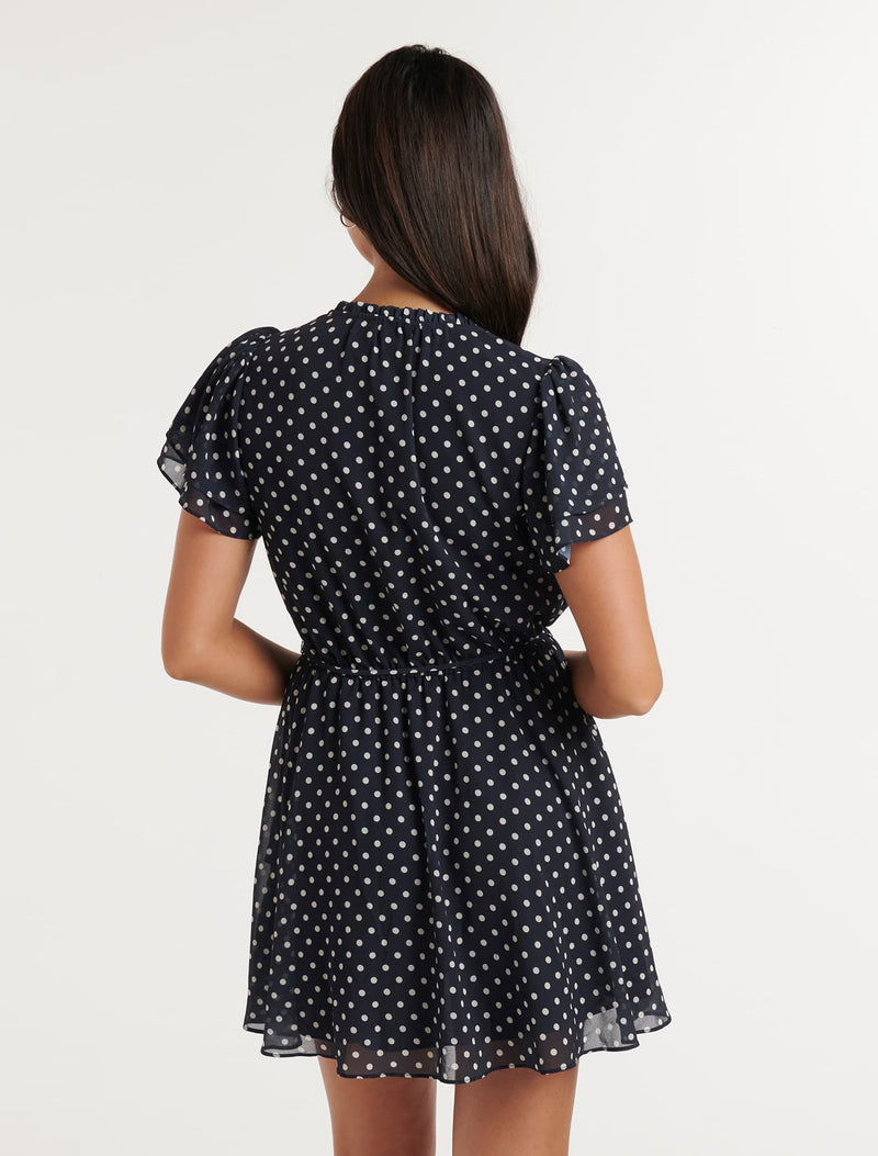Bea Flutter Sleeve Mini Dress Forever New