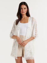 Elvira Mid Crochet Kimono Forever New