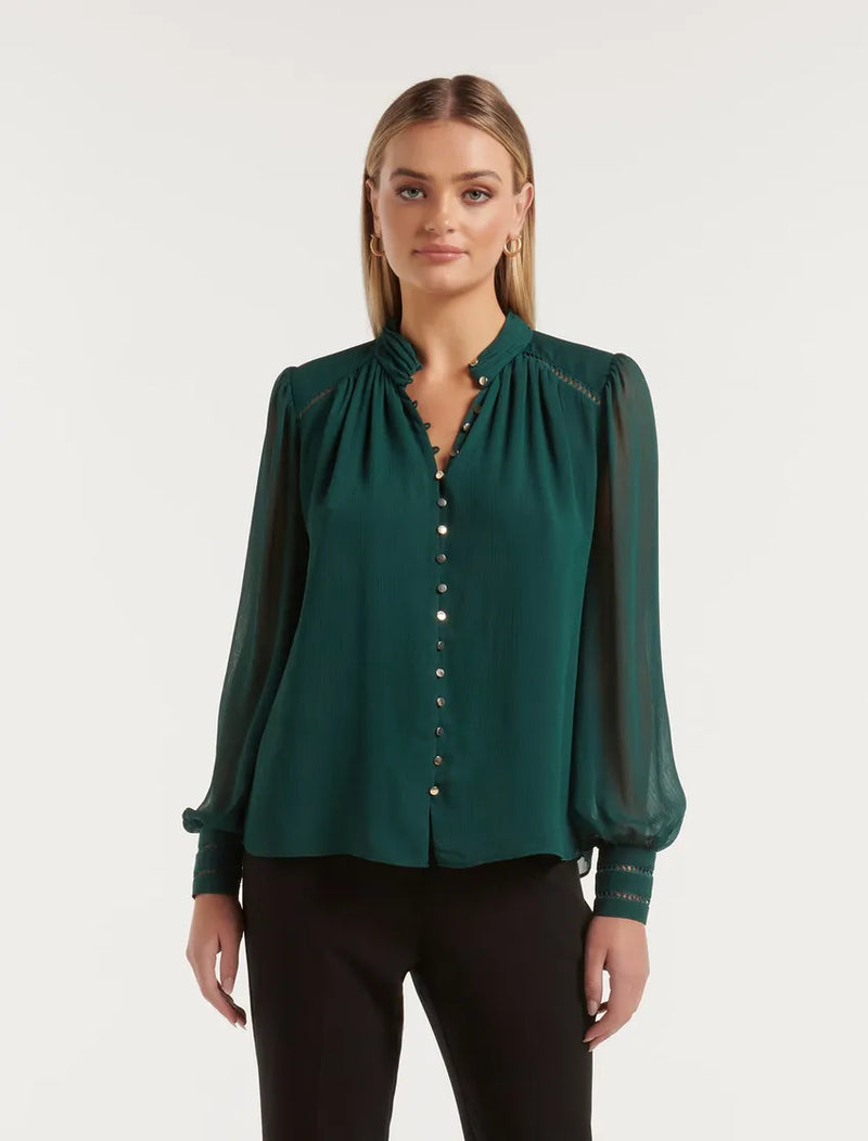 Brielle Trim Spliced Blouse Forever New