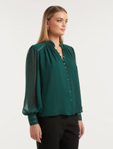 Brielle Trim Spliced Blouse Forever New