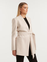 Faye Belted Collarless Coat Forever New