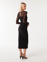 Roxy Mesh Detail Bodycon Midi Dress Forever New