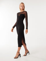 Roxy Mesh Detail Bodycon Midi Dress Forever New