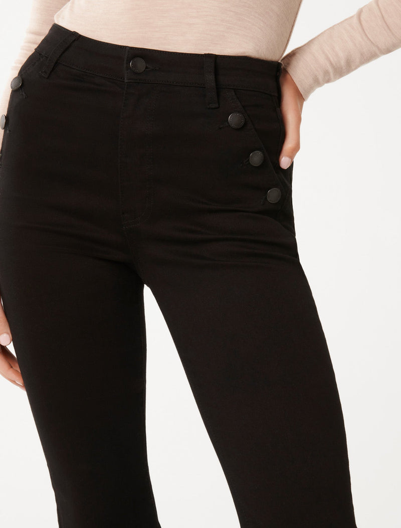Freya High-Rise Button Flare Jeans Forever New