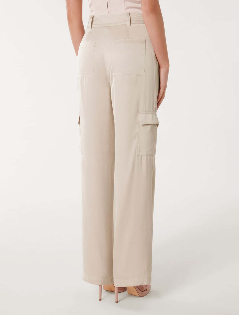 Selma Satin Cargo Pants Forever New