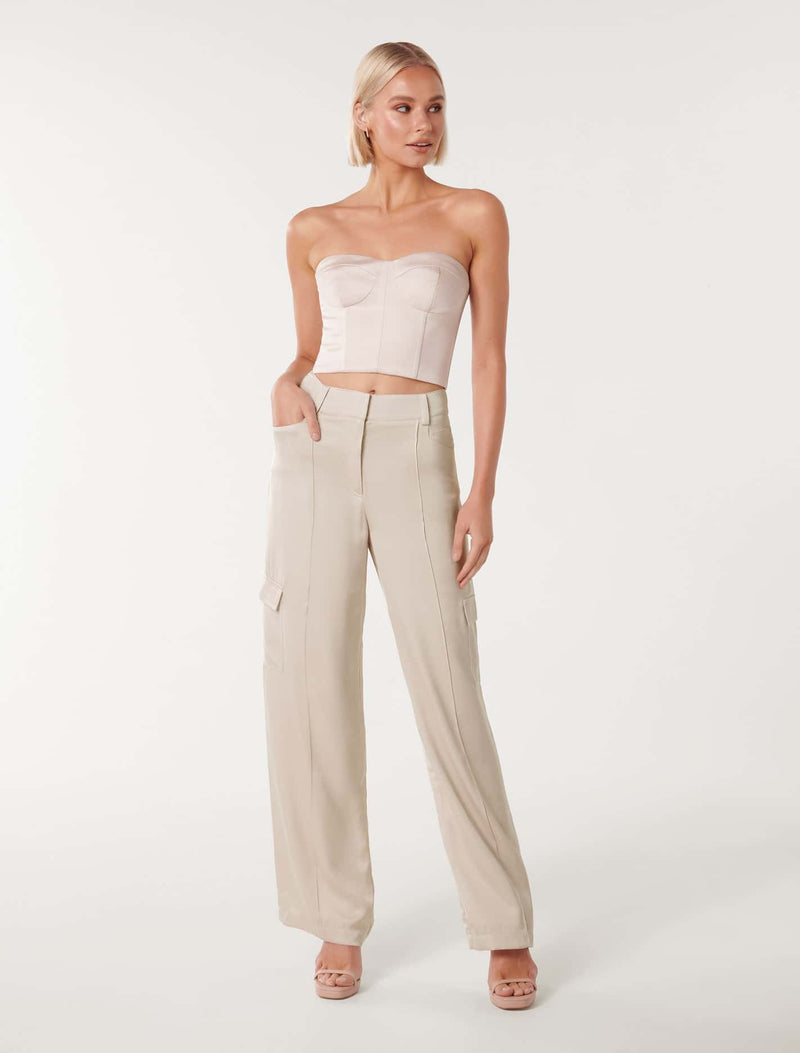 Selma Satin Cargo Pants Forever New