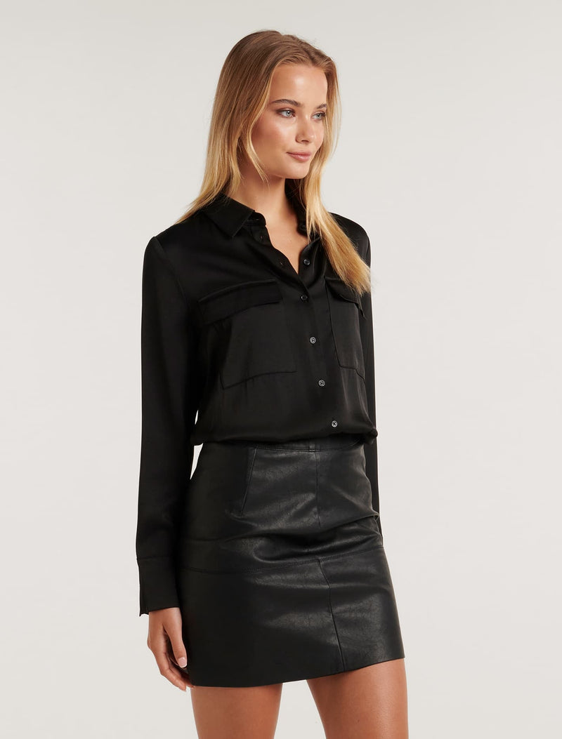 Dione Satin Pocket Shirt Forever New