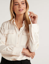 Dione Satin Pocket Shirt Forever New