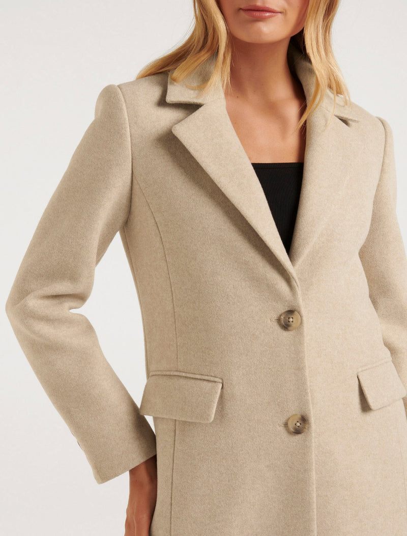 Single breasted longline coat top