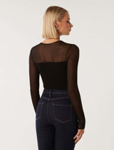 Brooke Sheer Mix Knit Top Forever New