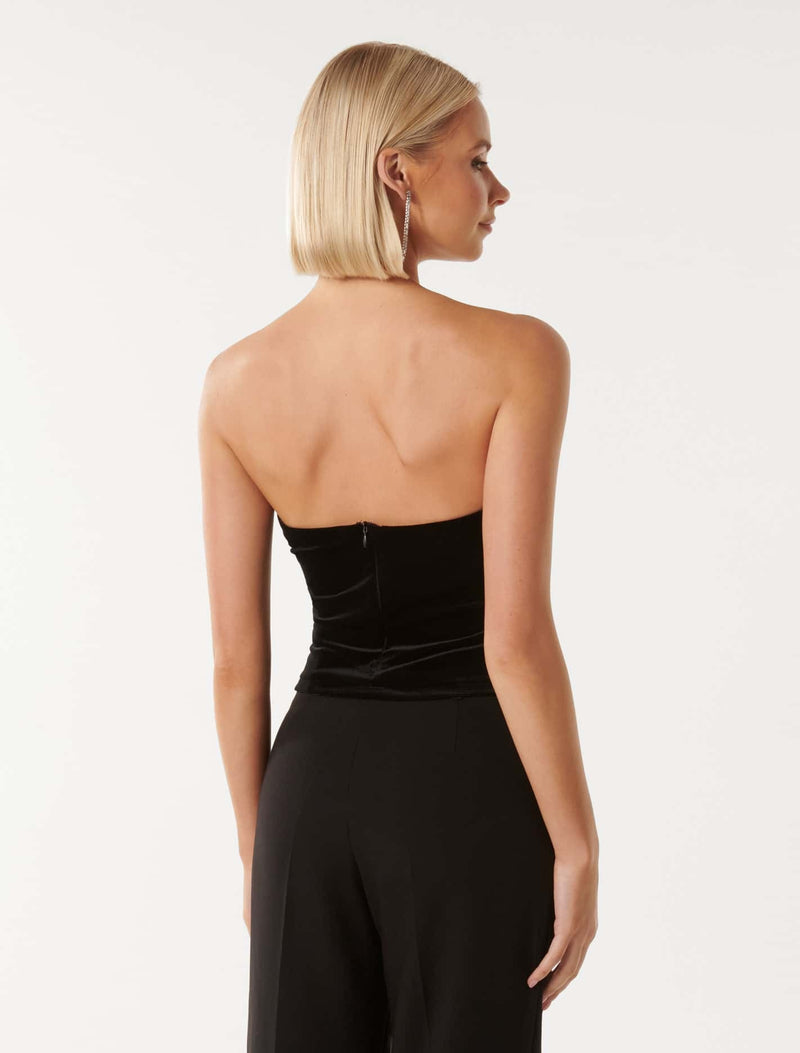 Yana Velvet Sweet Heart Bustier Top Forever New