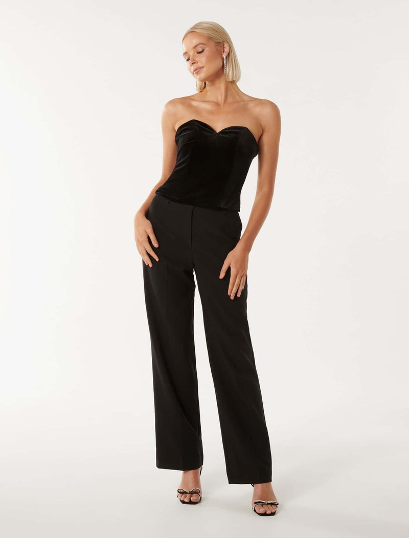 Yana Velvet Sweet Heart Bustier Top Forever New