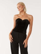 Yana Velvet Sweet Heart Bustier Top Forever New