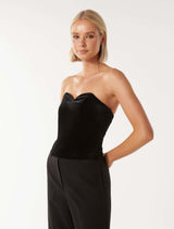 Yana Velvet Sweet Heart Bustier Top Forever New
