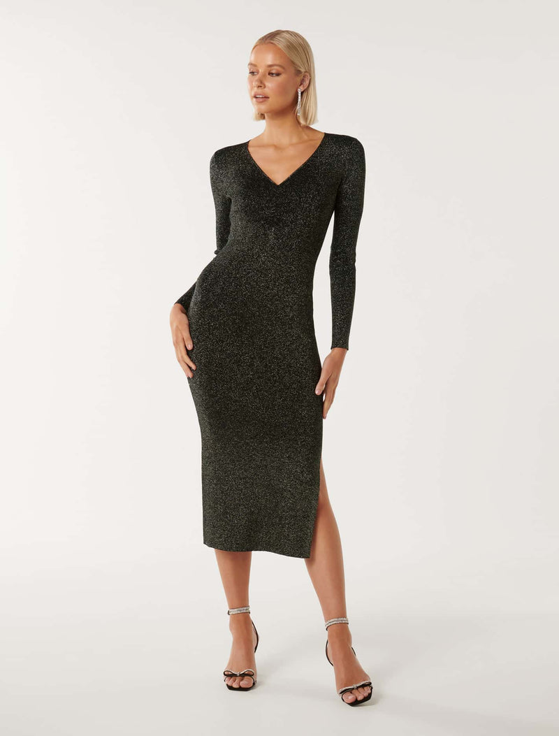 Glitter midi dress top