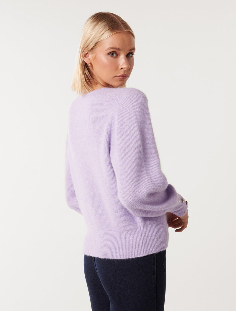 Fearne Button Cuff Knit Jumper Forever New
