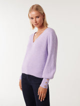 Fearne Button Cuff Knit Jumper Forever New