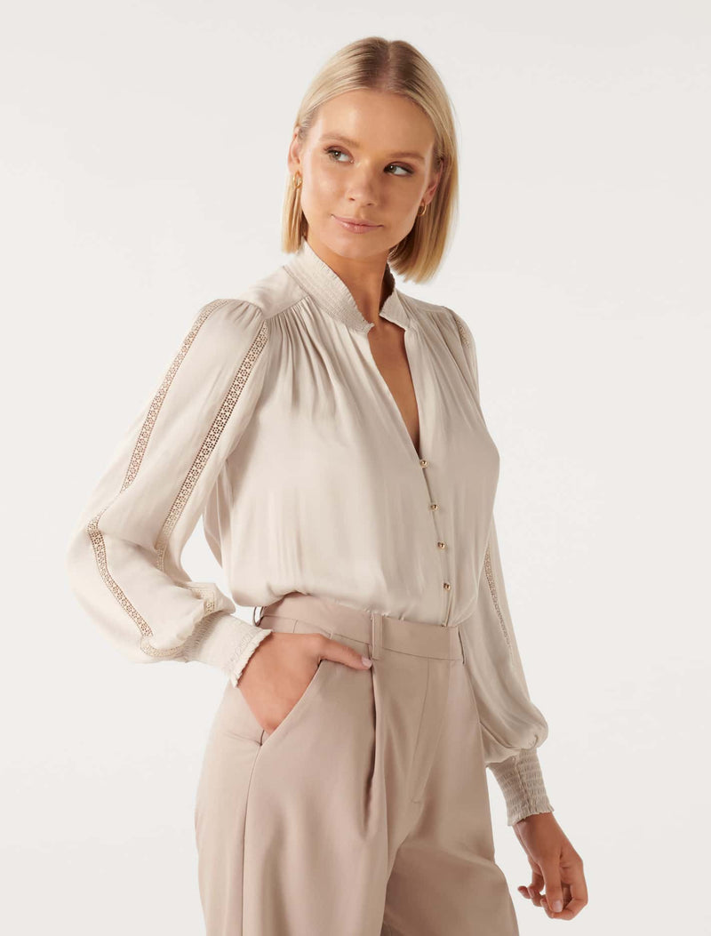 Tilda Trim Spliced Blouse Forever New