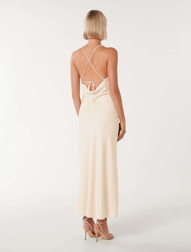 Remy Tie Back Satin Maxi Dress