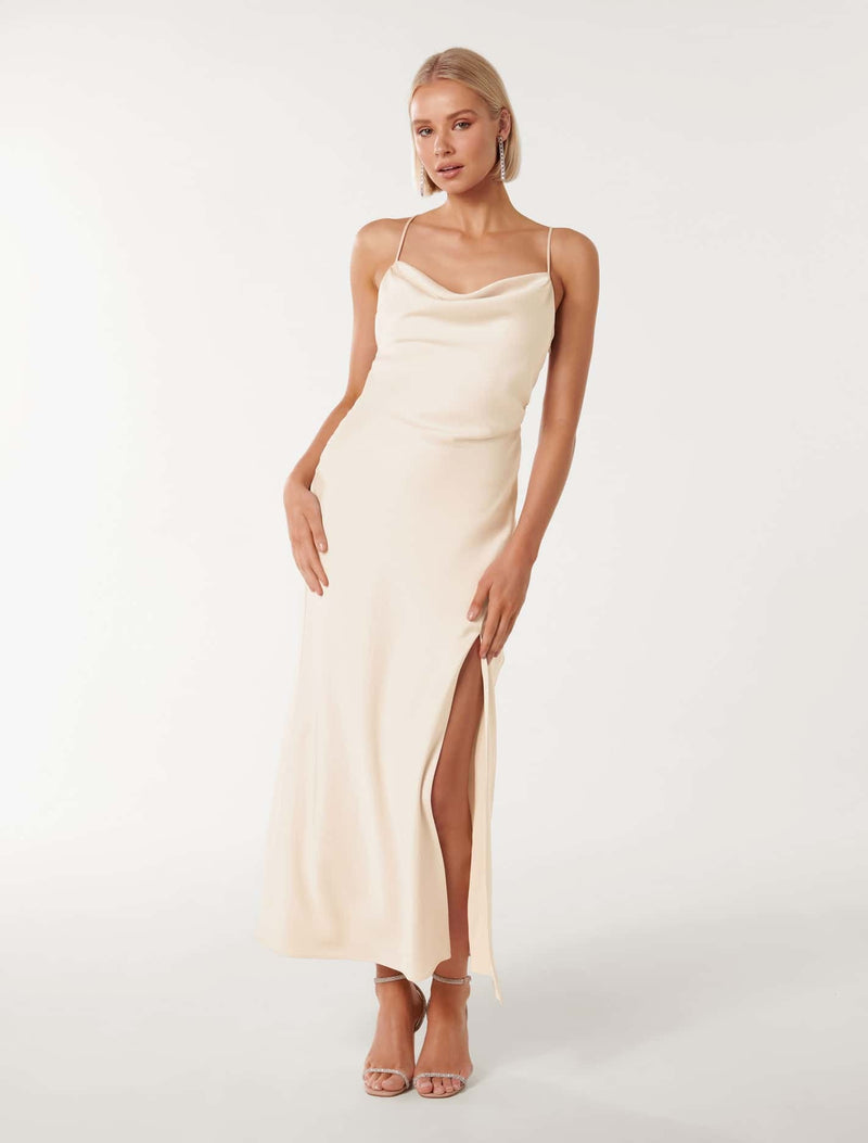 Remy Tie Back Satin Maxi Dress