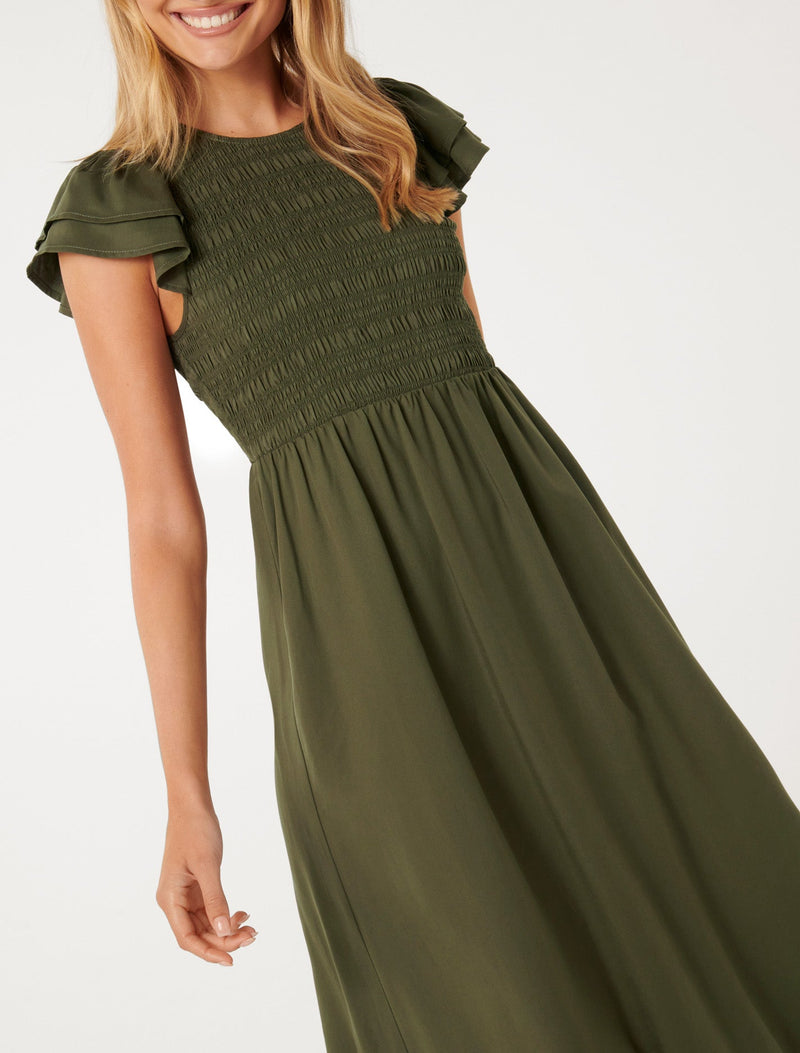 Tallulah Shirred Midi Dress Forever New