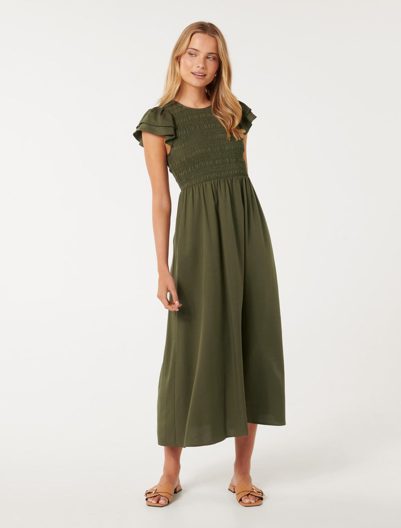 Tallulah Shirred Midi Dress Forever New