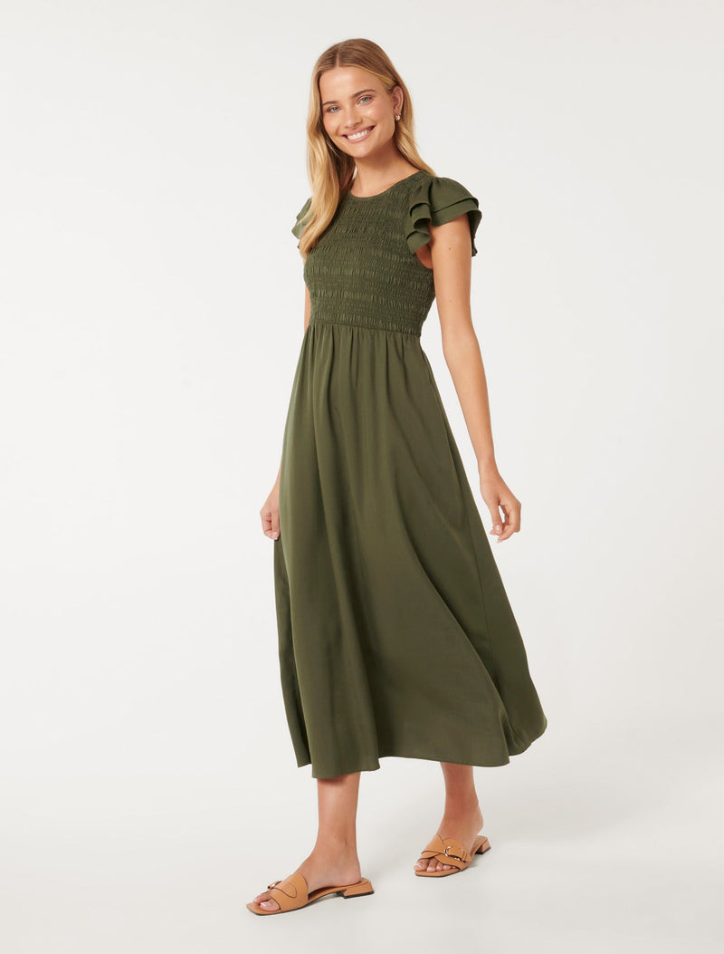 Tallulah Shirred Midi Dress Forever New