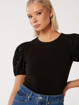 Dionne Crew Neck Crepe Top Forever New