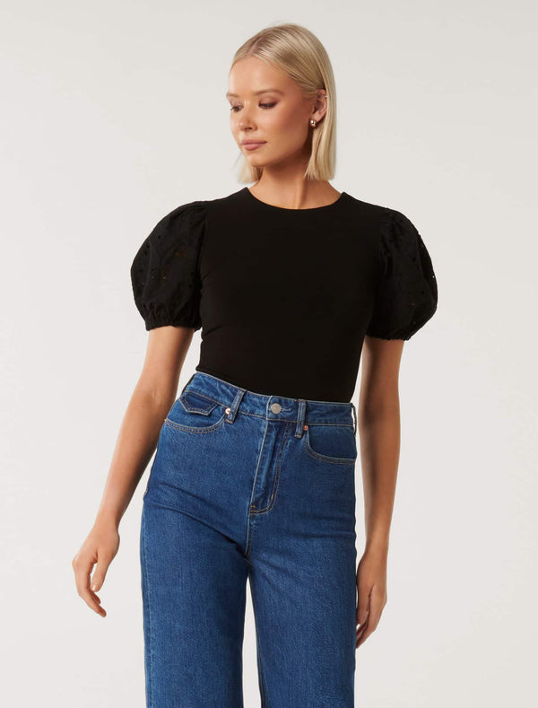 Dionne Crew Neck Crepe Top Forever New