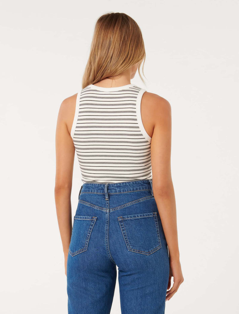Remi Stripe Rib Racer Tank Top Forever New