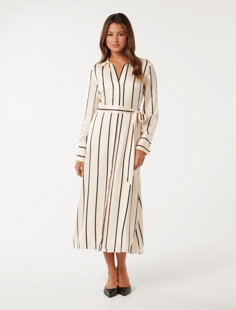 Janine Satin Shirt Midi Dress Forever New