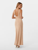 Cameron V Neck Satin Maxi Dress Forever New