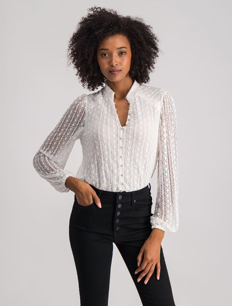 Esme Lace Button Down Blouse Forever New
