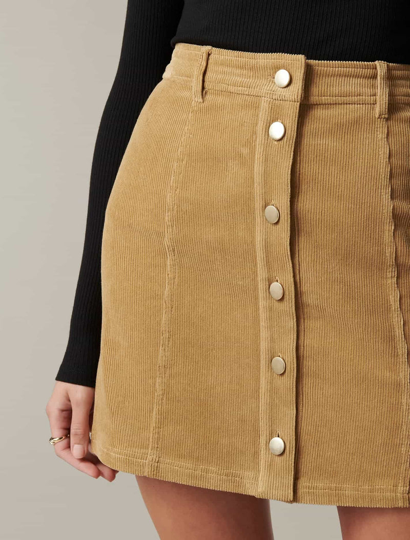 Aurora Button Cord Mini Skirt - Forever New